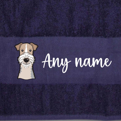 MIDNIGHT BLUE Any Pet Name And A Choice Of Dog Breed - Bath Towel