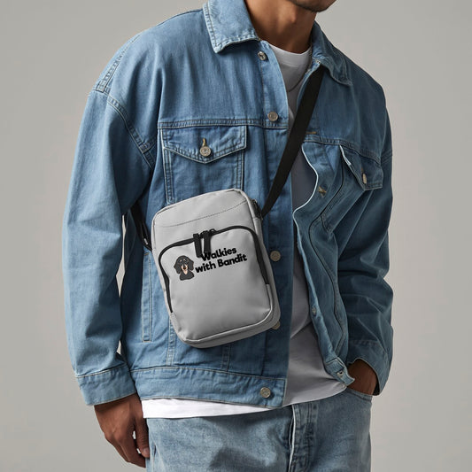 Crossbody Dog Walking Bag Grey Personalised With Breed & Wording