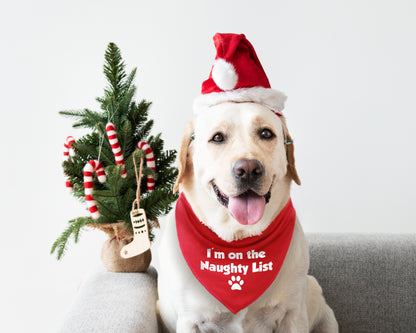 I'm On The Naughty List Paw Dog Bandana