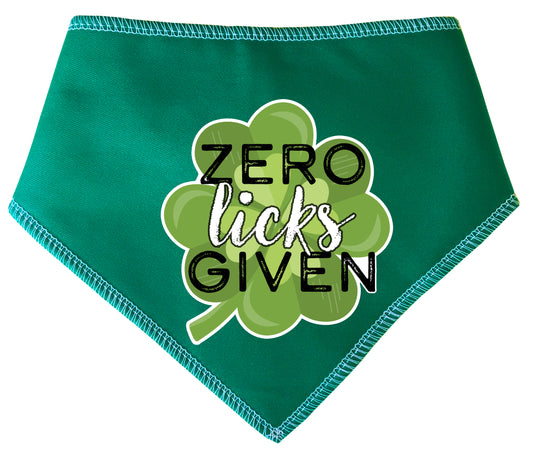 Zero Licks Given St Patrick's Day Dog Bandana