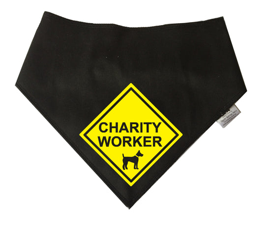 CHARITY WORKER Alert Sign Black Dog Bandana