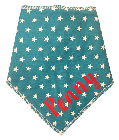 Turquoise Small Star Any Name Dog Bandana