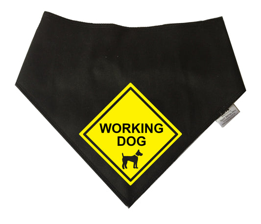 WORKING DOG Warning Sign Black Dog Bandana