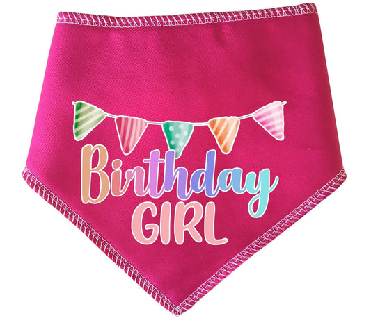 Birthday Girl With Bunting Dog Bandana