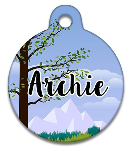 Blue Sky Mountain & Tree - Cat ID Tag