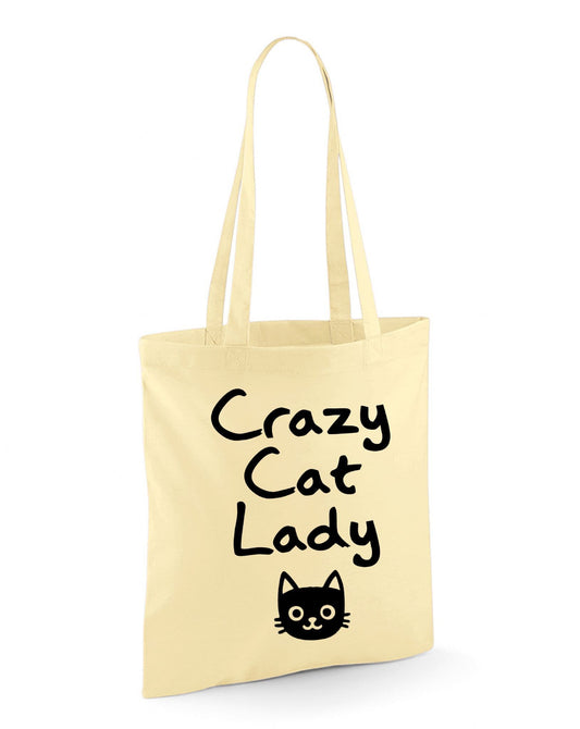 Crazy Cat Lady Reusable Cotton Shopping Bag Tote with Long Handles