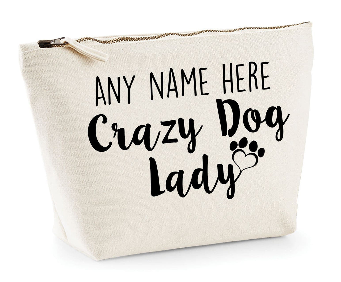 'Crazy Dog Lady' Natural Cotton Make-Up Bag Personalised