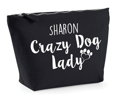 'Crazy Dog Lady' Natural Cotton Make-Up Bag Personalised