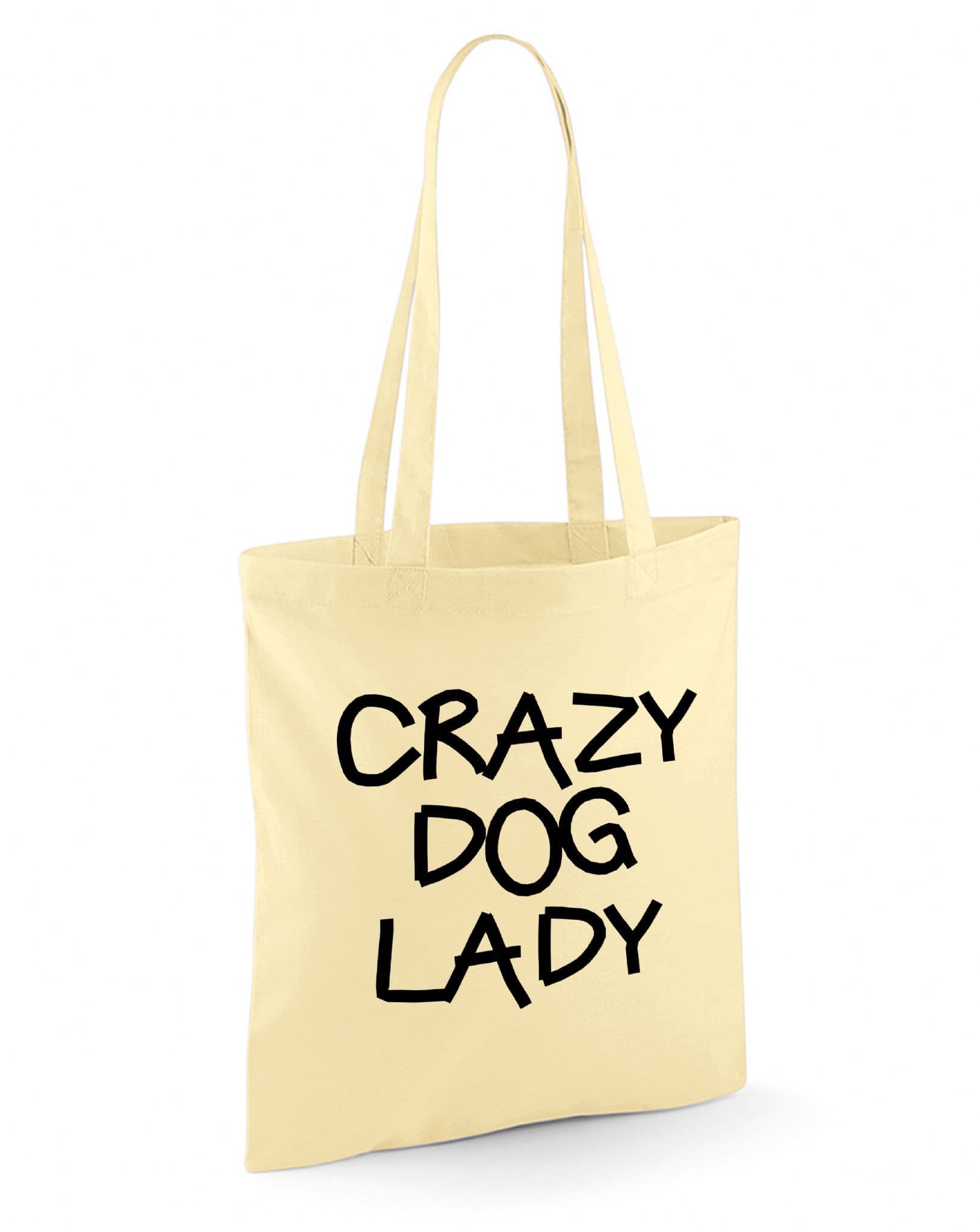 Crazy Dog Lady Reusable Cotton Shopping Bag Tote with Long Handles