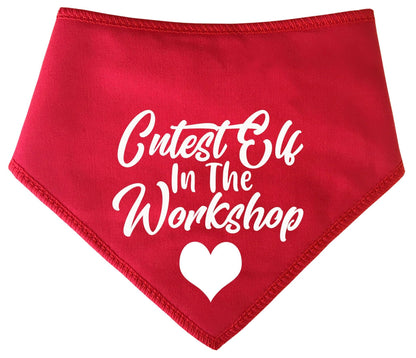 'Cutest Elf In The Workshop' Christmas Dog Bandana