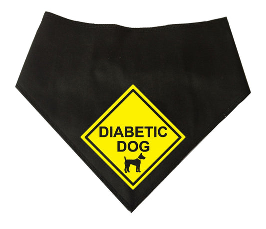 'DIABETIC DOG' Alert Sign Black Dog Bandana