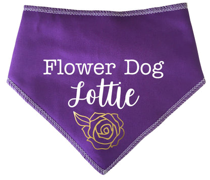 'Flower Dog' Personalised With Name Wedding Bandana