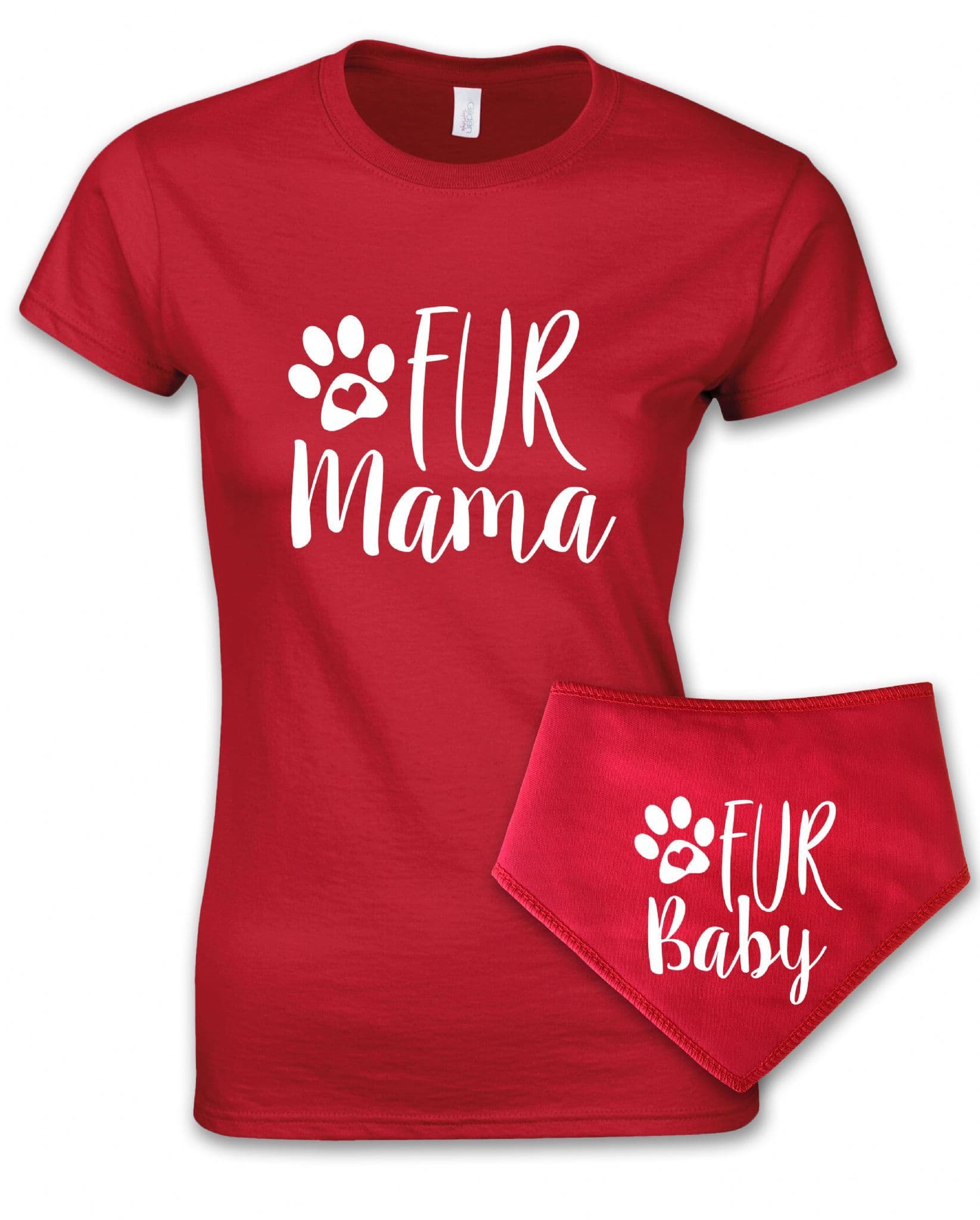 'Fur Mama' Ladies Fit T-shirt & Bandana - Matching Pet and Owner Outfit