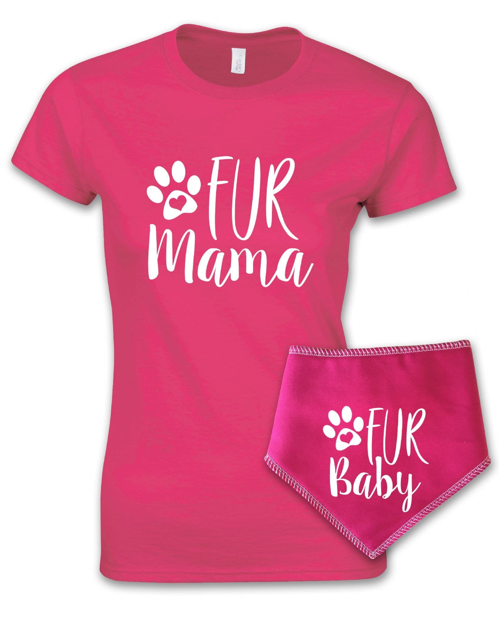 'Fur Mama' Ladies Fit T-shirt & Bandana - Matching Pet and Owner Outfit