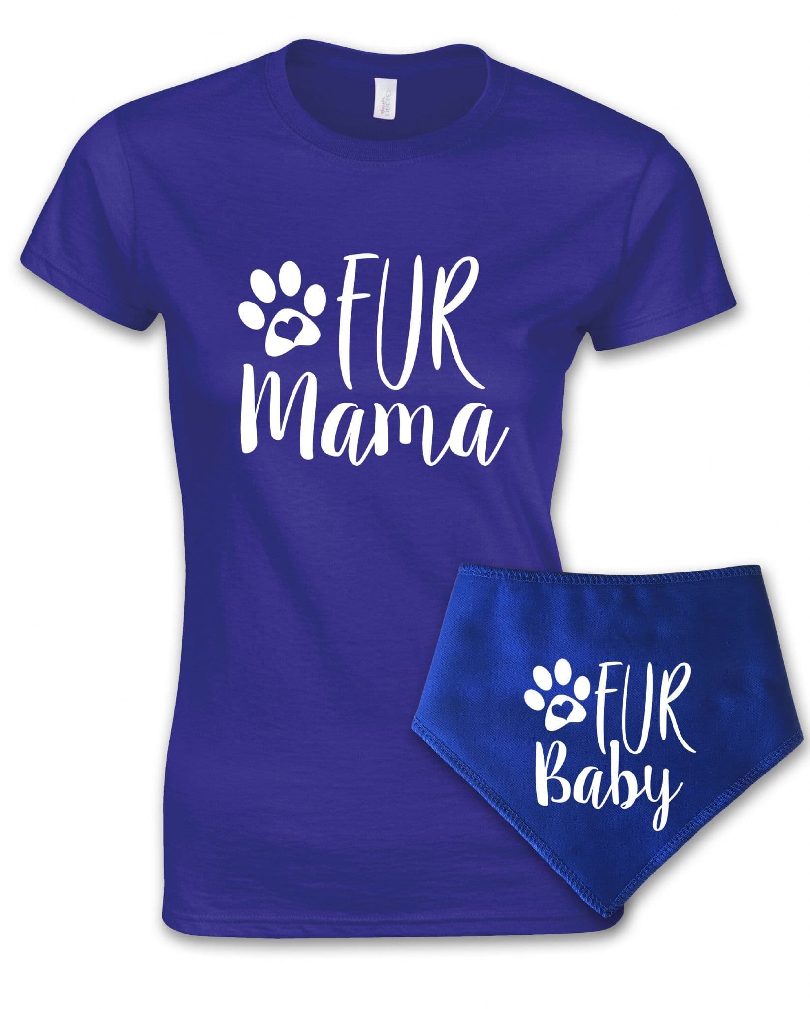 'Fur Mama' Ladies Fit T-shirt & Bandana - Matching Pet and Owner Outfit