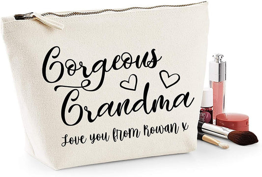 'Gorgeous Grandma' Any Message Natural Cotton Make-Up Bag Personalised