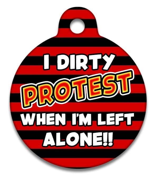 I Dirty Protest When I'm Left Alone Beano Style - Pet (Dog & Cat) ID Tag