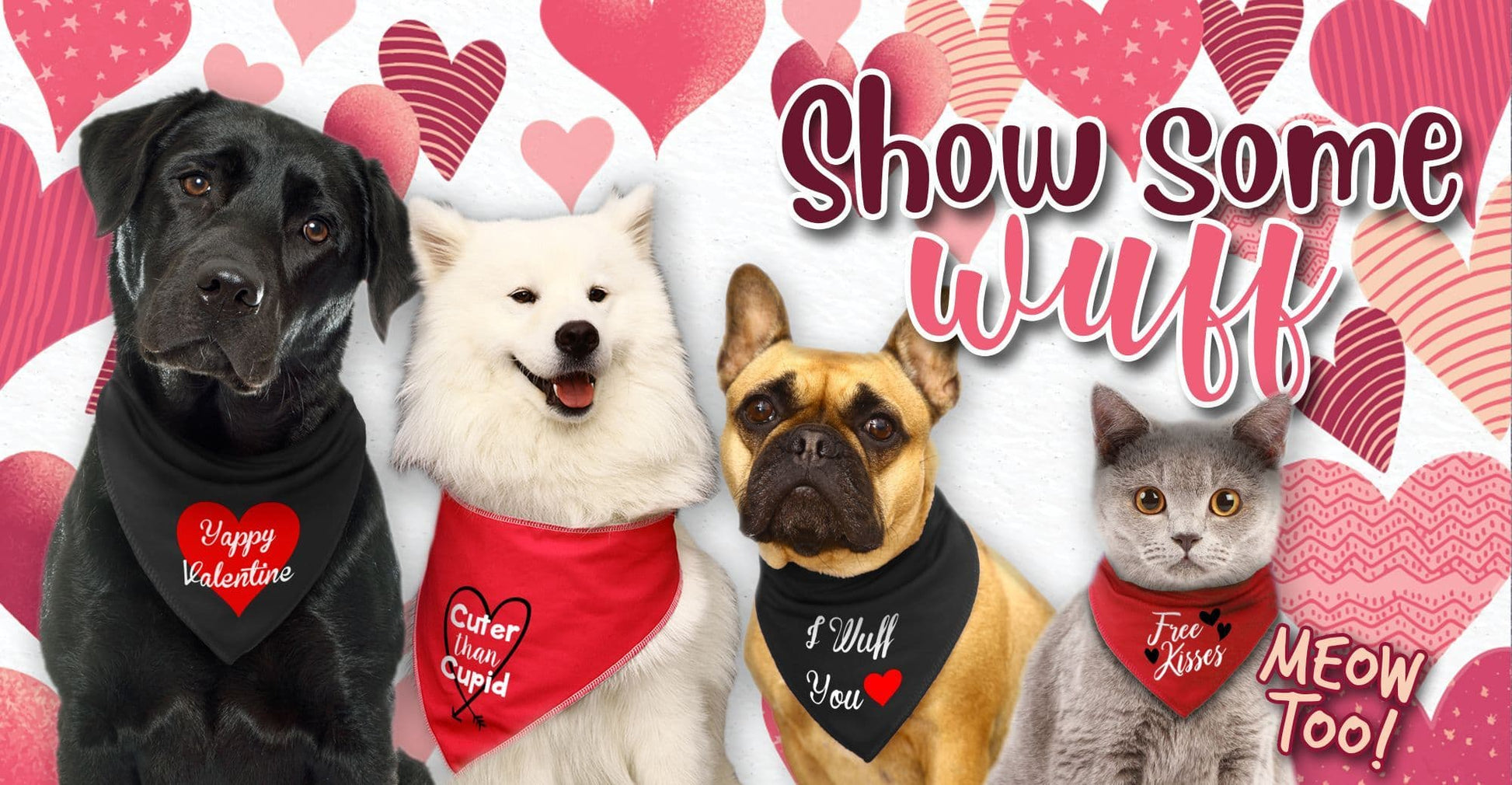 'I Love You' Valentine's Day Dog Bandana