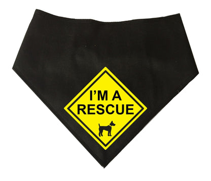 'I'M A RESCUE' Alert Sign Black Dog Bandana