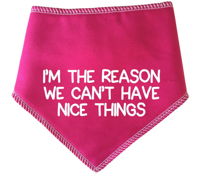 'I'm The Reason We Can't Have Nice Things' Dog Bandana