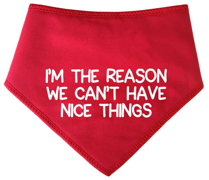 'I'm The Reason We Can't Have Nice Things' Dog Bandana