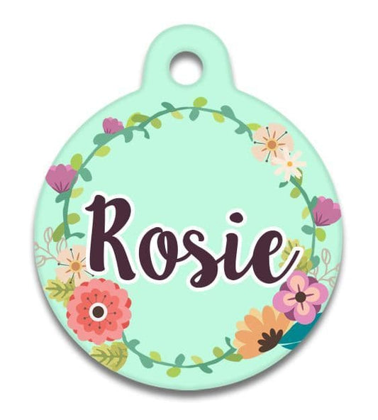 Mint Green Floral Ring - Pet (Dog & Cat) ID Tag