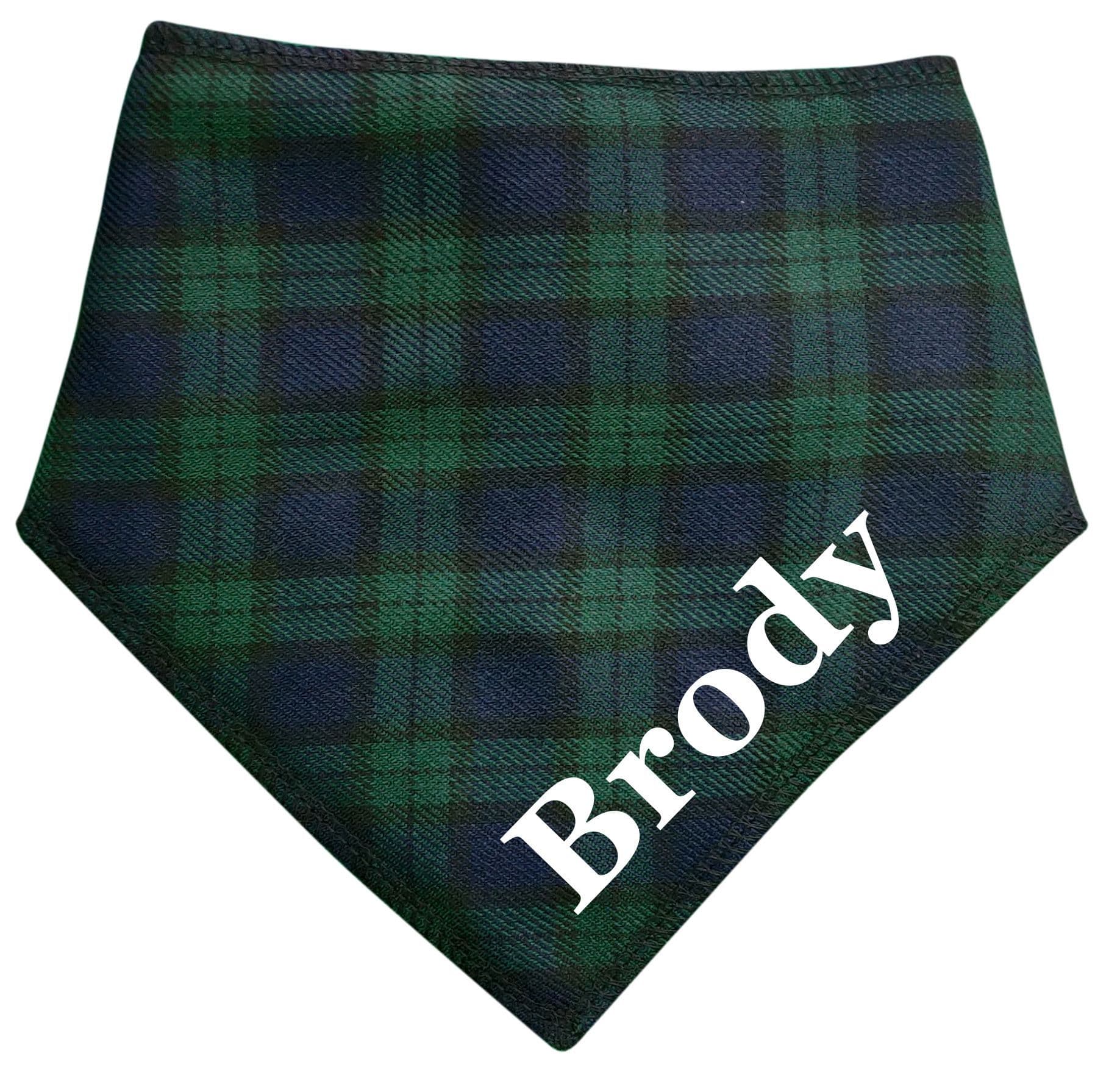 Personalised Black Watch Blue Tartan Dog Bandana