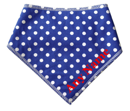 Personalised  Blue Polka Dot Dog Bandana