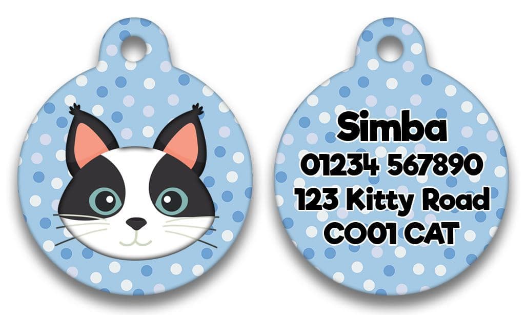 Personalised Blue Polka With Choice Of Cat Heads (1)