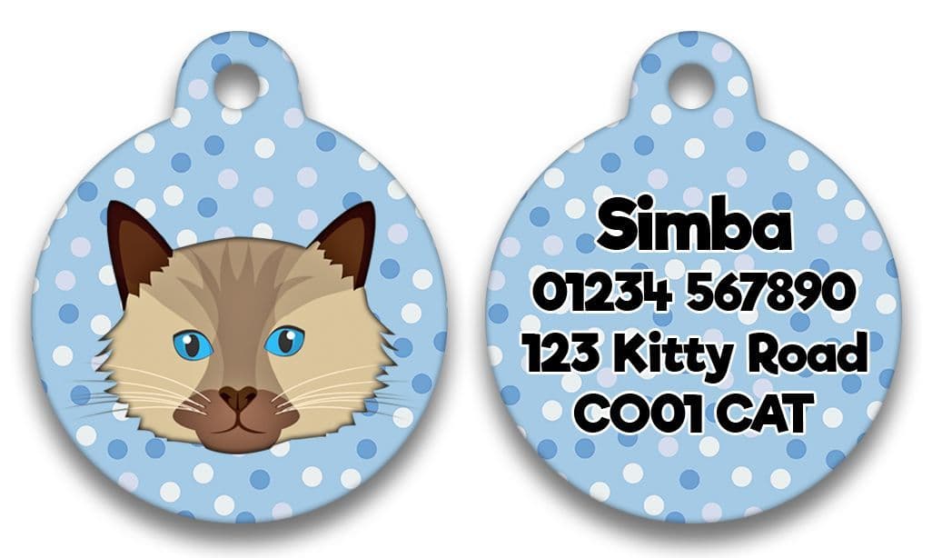 Personalised Blue Polka With Choice Of Cat Heads (1)