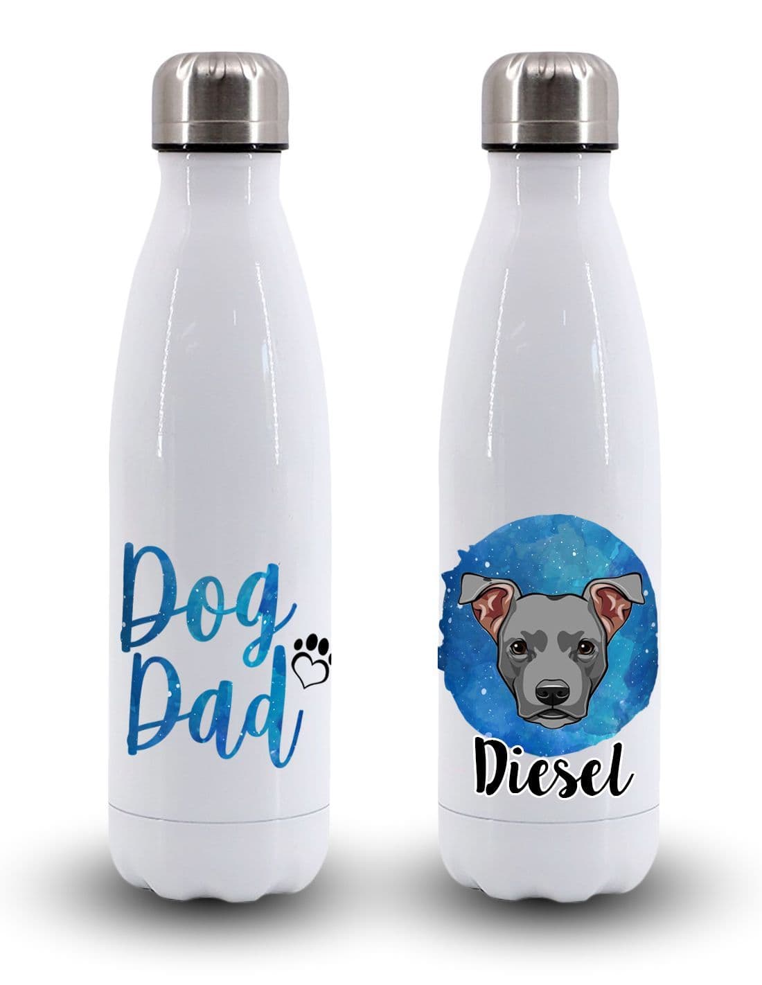 Personalised 'Dog Dad' Vacuum Insulated Water Bottle with Your Dog's Name