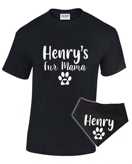 Personalised Fur Mama T-shirt & Bandana - Matching Pet and Owner Outfit