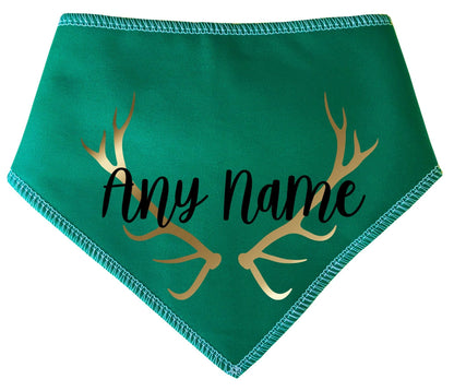 Personalised Golden Antlers Christmas Dog Bandana