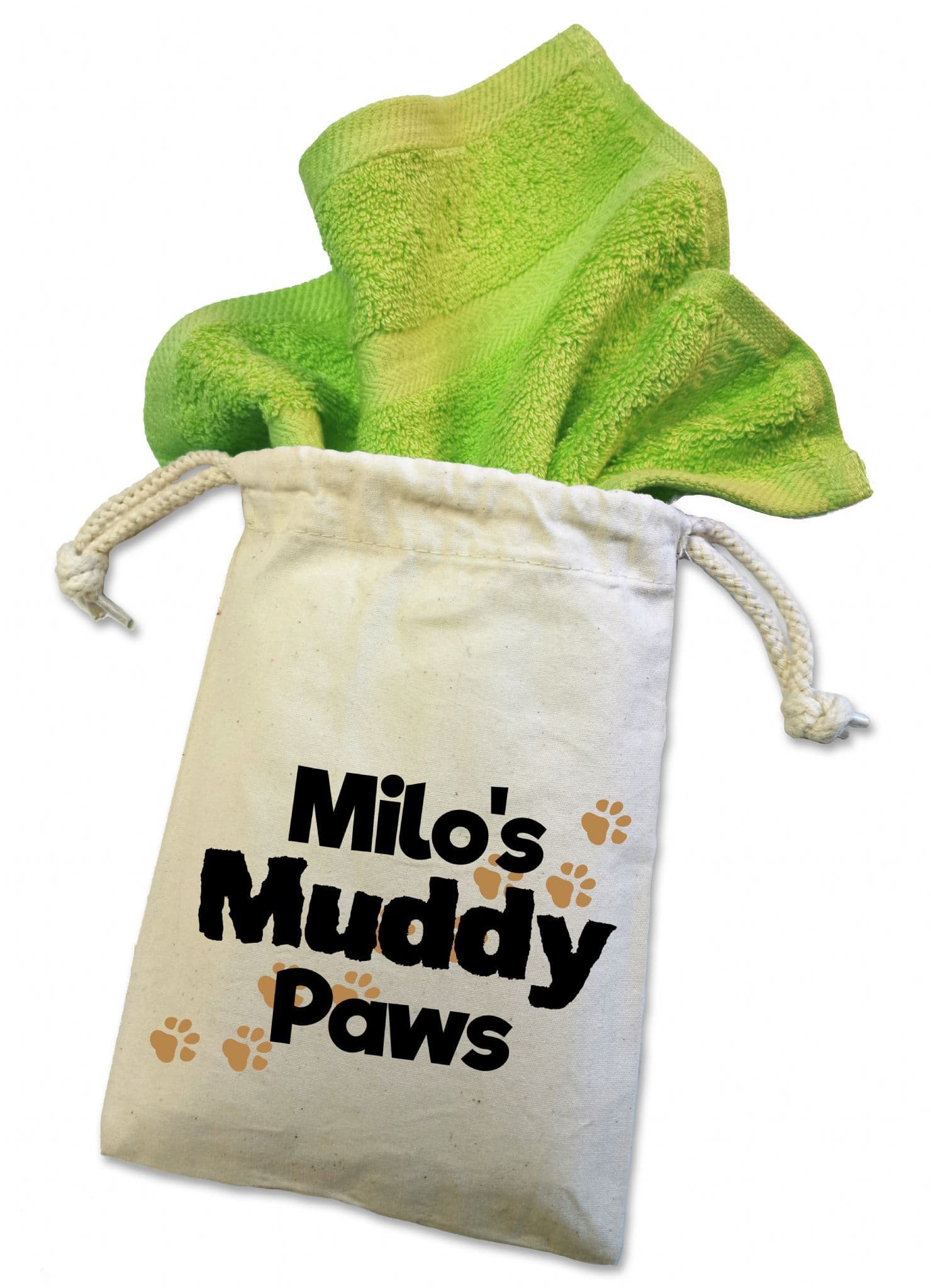 Personalised 'Muddy Paws' Dog Flannel Cloth For Muddy Walks