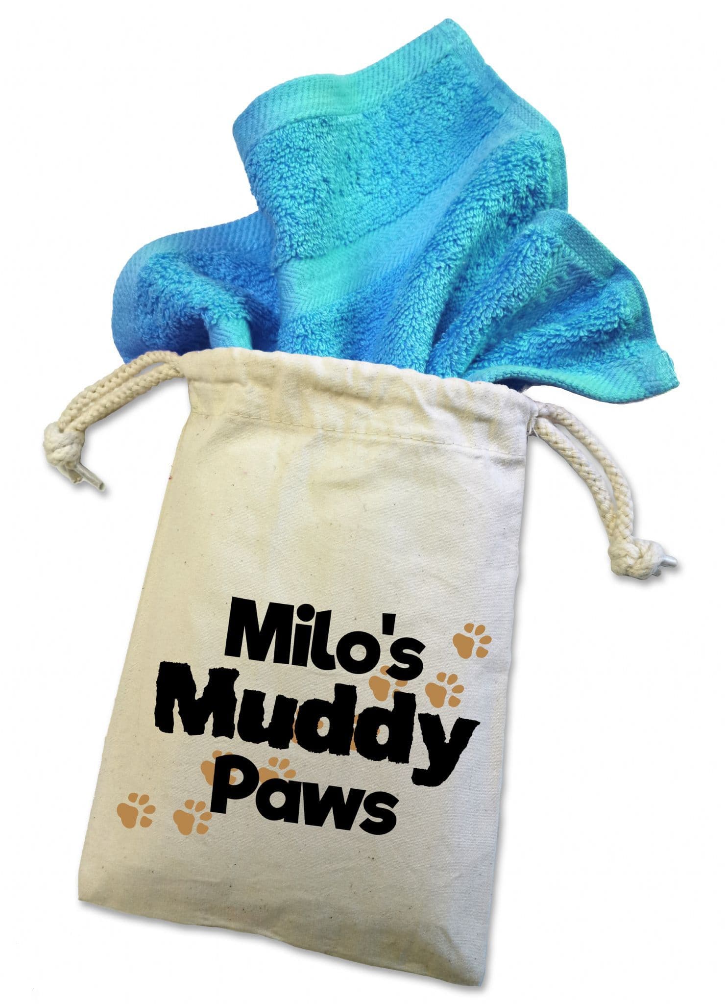 Personalised 'Muddy Paws' Dog Flannel Cloth For Muddy Walks