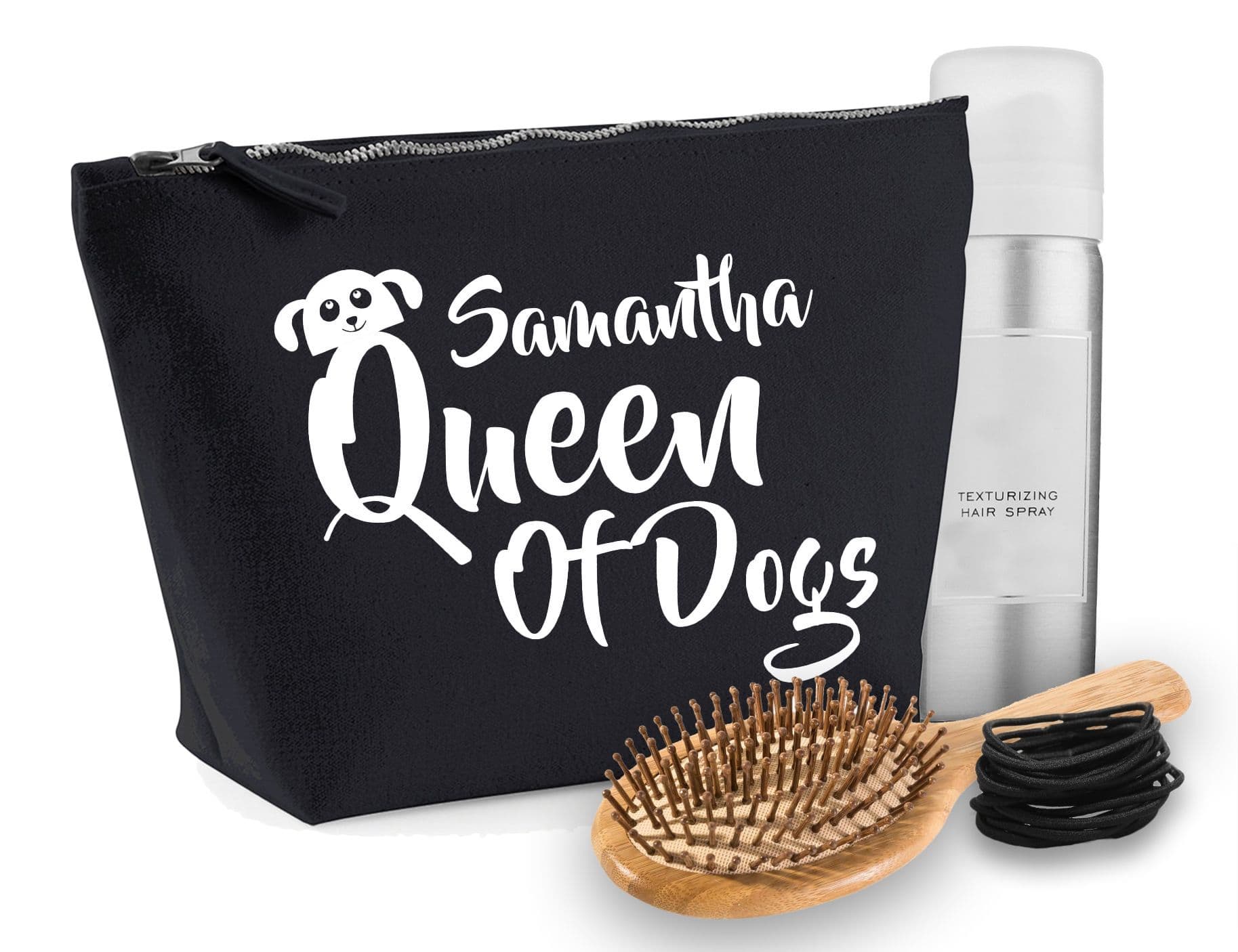 'Queen Of Dogs' Natural Cotton Make-Up Bag Personalised