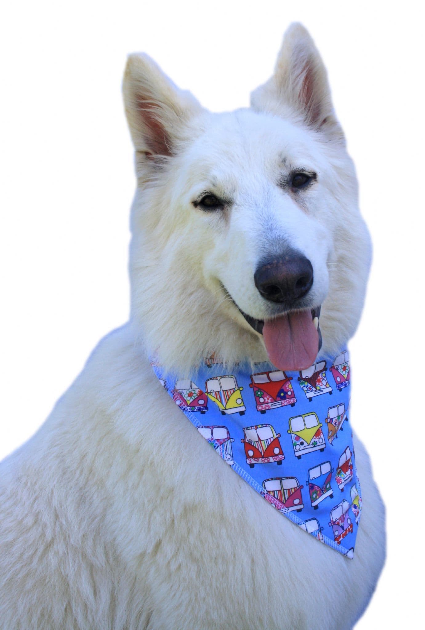 VW Camper Blue Pattern Fabric Dog Bandana